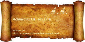 Adamovits Anina névjegykártya